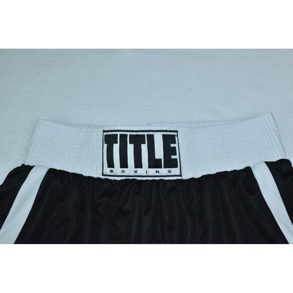 Title Boxing Mens Trunks Size L Black/White Elastic Waist Shorts 7" Inseam - Picture 4 of 12